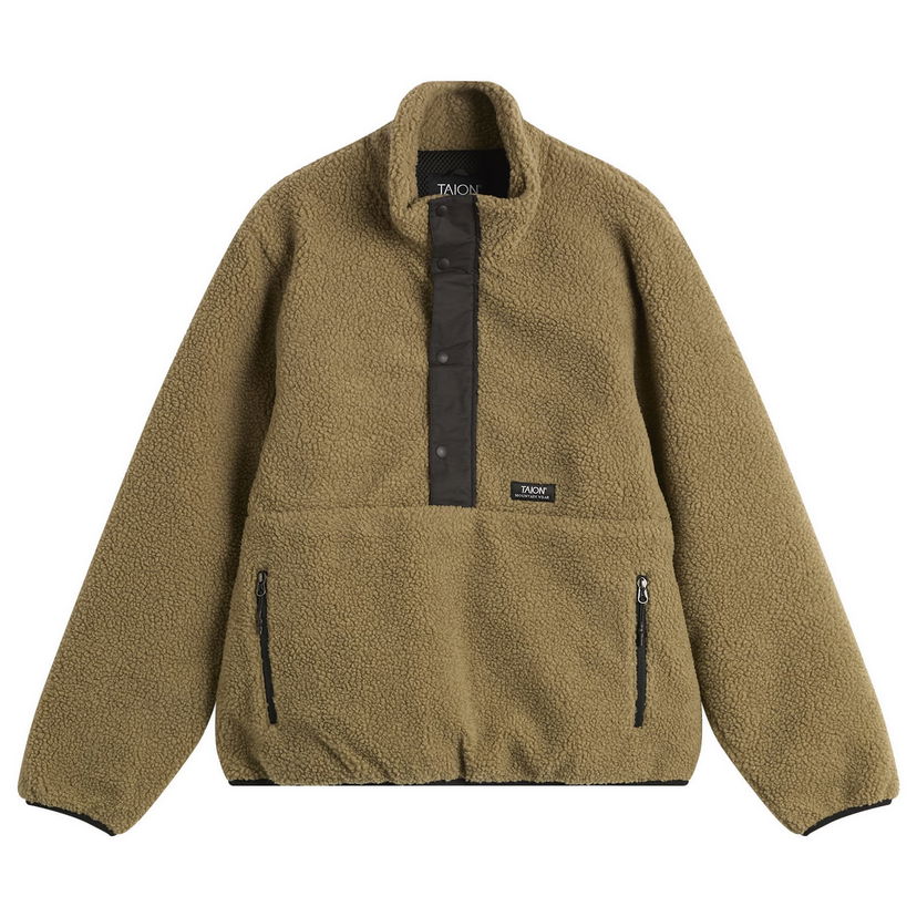 Jacka TAION Pull Over Boa Fleece Jacket Brun | TAION-102NDPBMT-BEBK