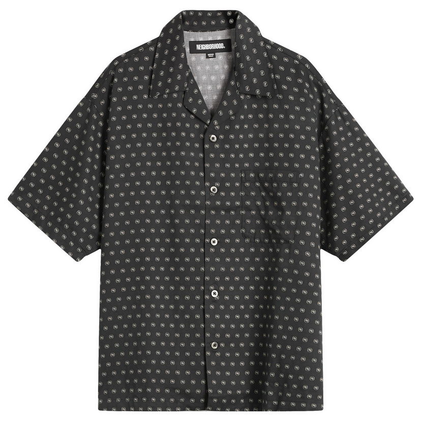 Skjorta Neighborhood Monogram Pattern Hawaiian Shirt, Size Large Svart | 251TSNH-SHM11-BLK