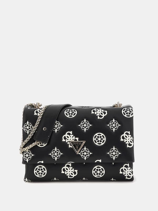 Handväska GUESS Deesa Peony 4G Logo Crossbody Bag Svart | HWPG9314210