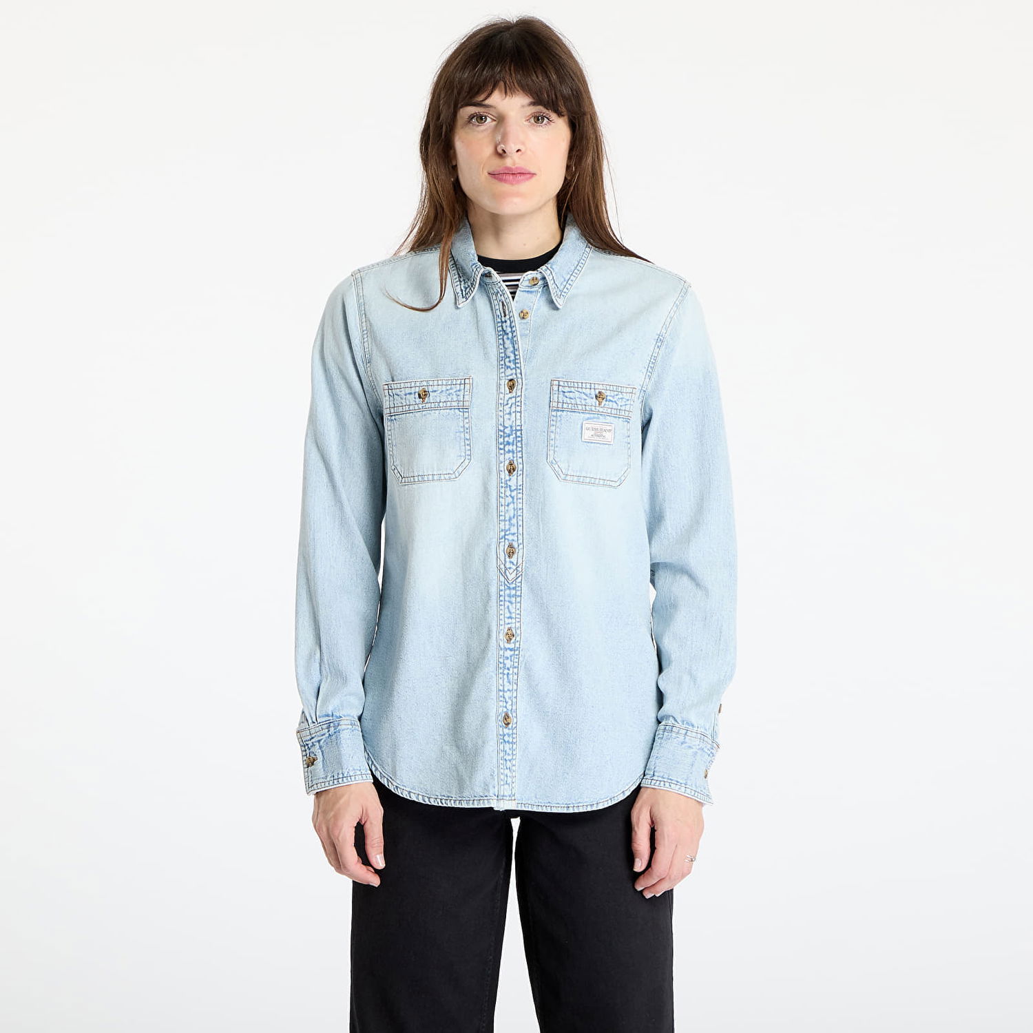 Skjorta GUESS GUESS Originals Denim Shirt Blå | W5RH37D5M83-GJRV, 0