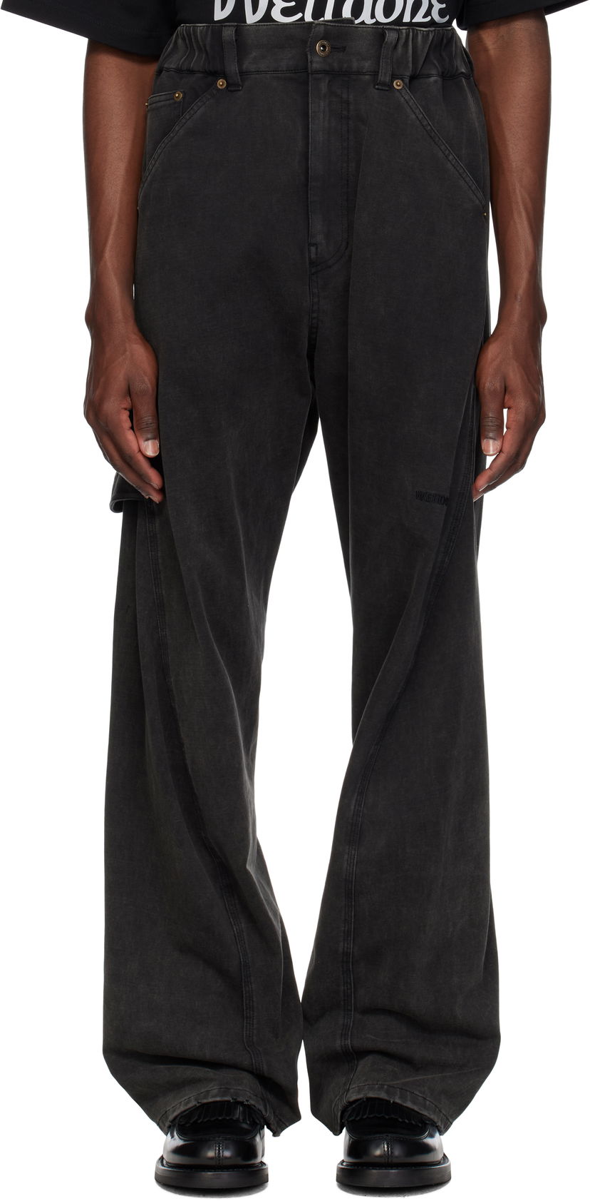 Cargo byxor We11done We11done Twisted Work Trousers Svart | WD-TA0-25-723-U-BK