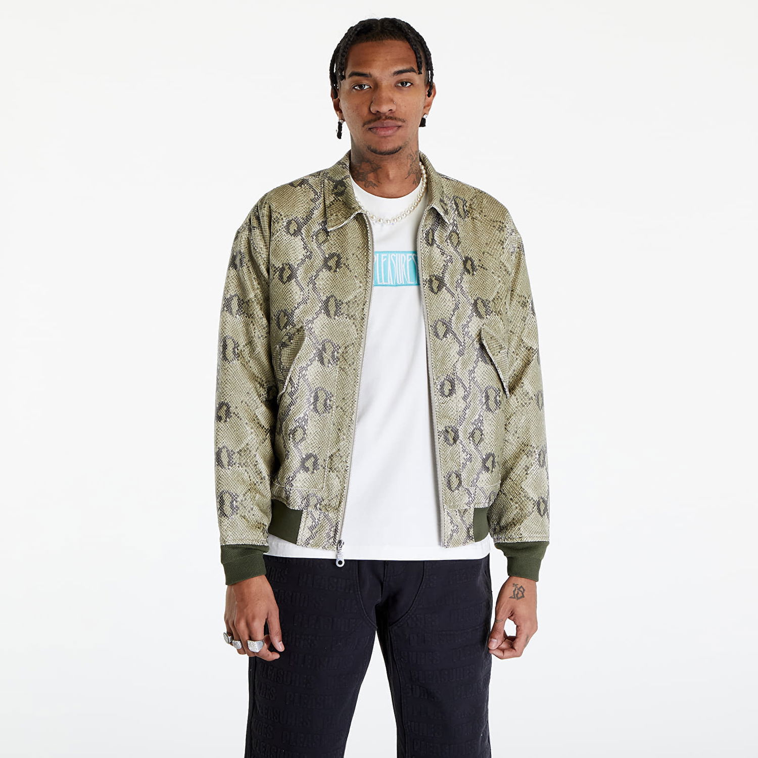 Jacka Pleasures Rattle Flight Jacket Grön | P24SP013 GREEN, 0