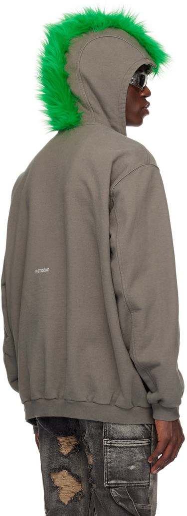 Sweatshirt We11done Faux-Fur Zip-Up Hoodie Grå | WD-TJ1-24-884-U-CH, 2