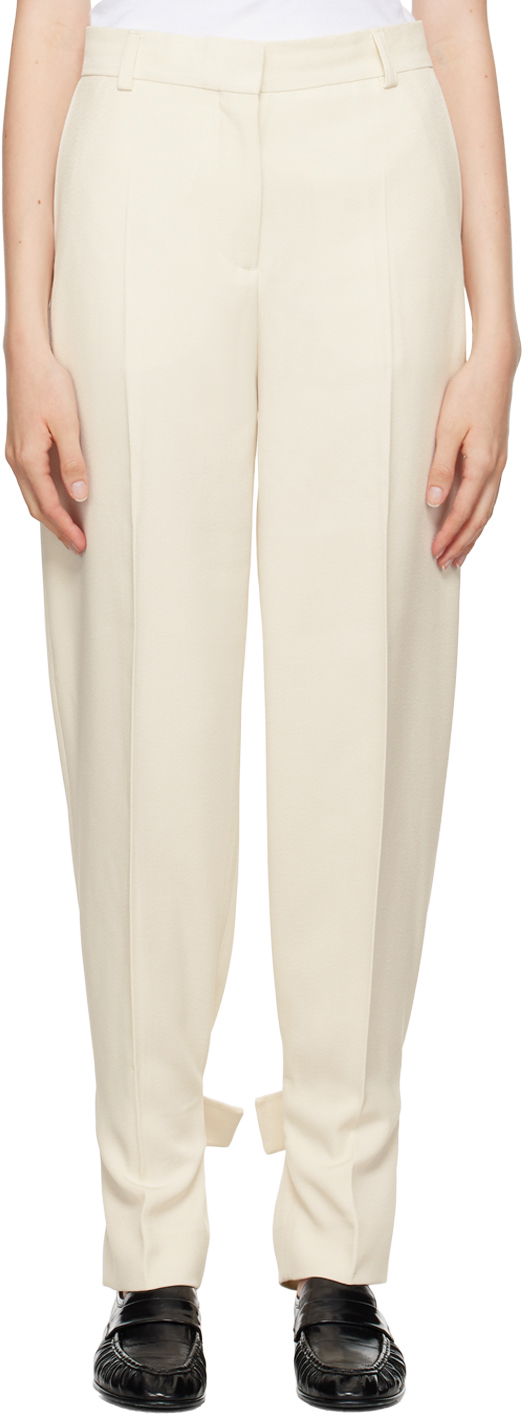 Byxor TOTEME TOTEME Buckled Slouch Trousers Beige | 244-WRB0213-FB0315
