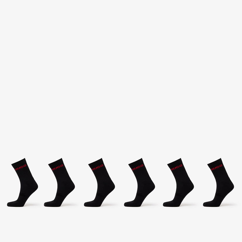 Strumpor BOSS Hugo Rib Logo Sock 6-Pack Black Svart | 50510187-001