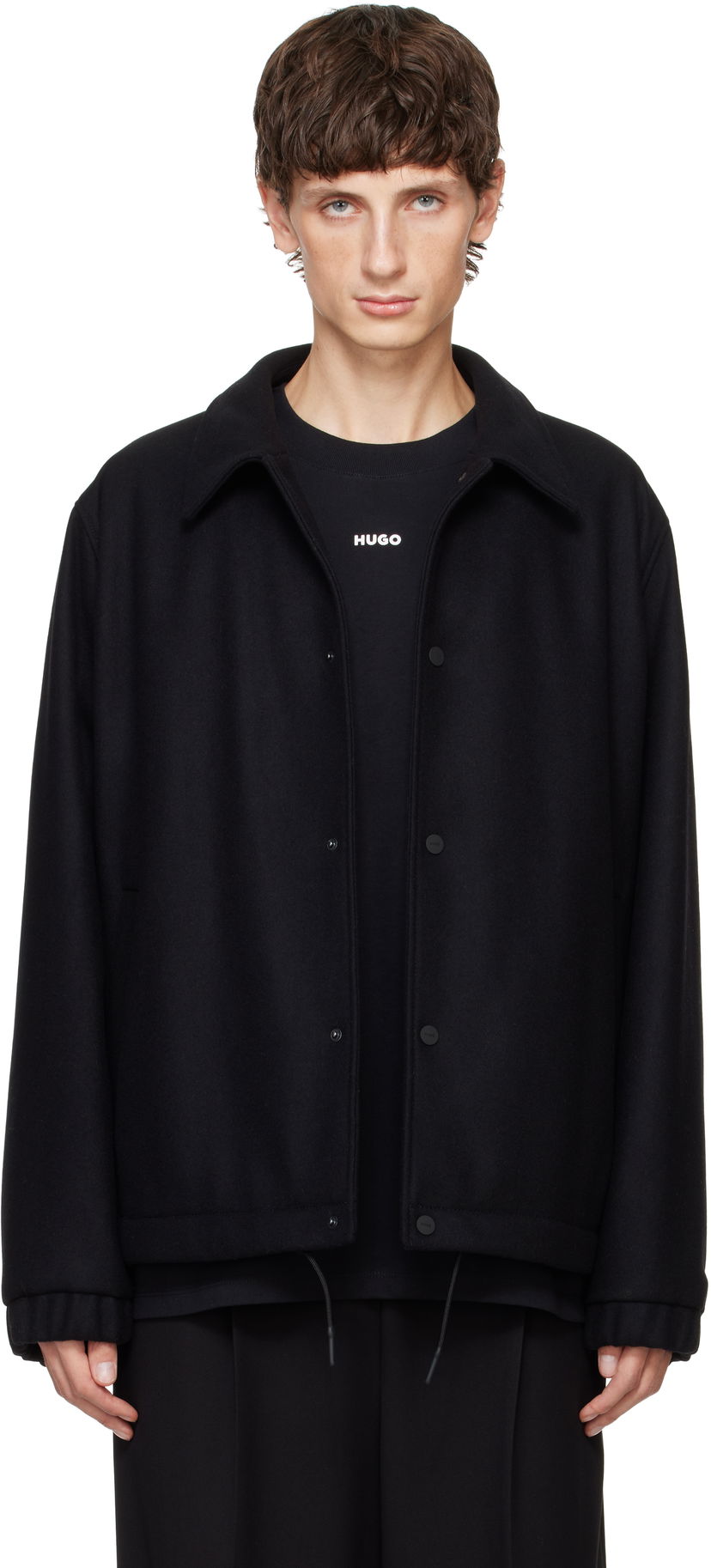 Jacka BOSS Wool Coach Jacket Svart | 50530760