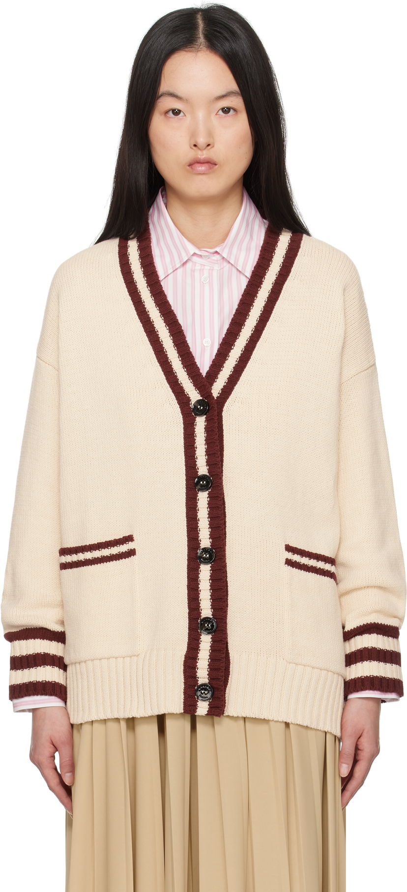 Sweater Max Mara Weekend Max Mara Vicolo Knit Cardigan Beige | 2515341061600