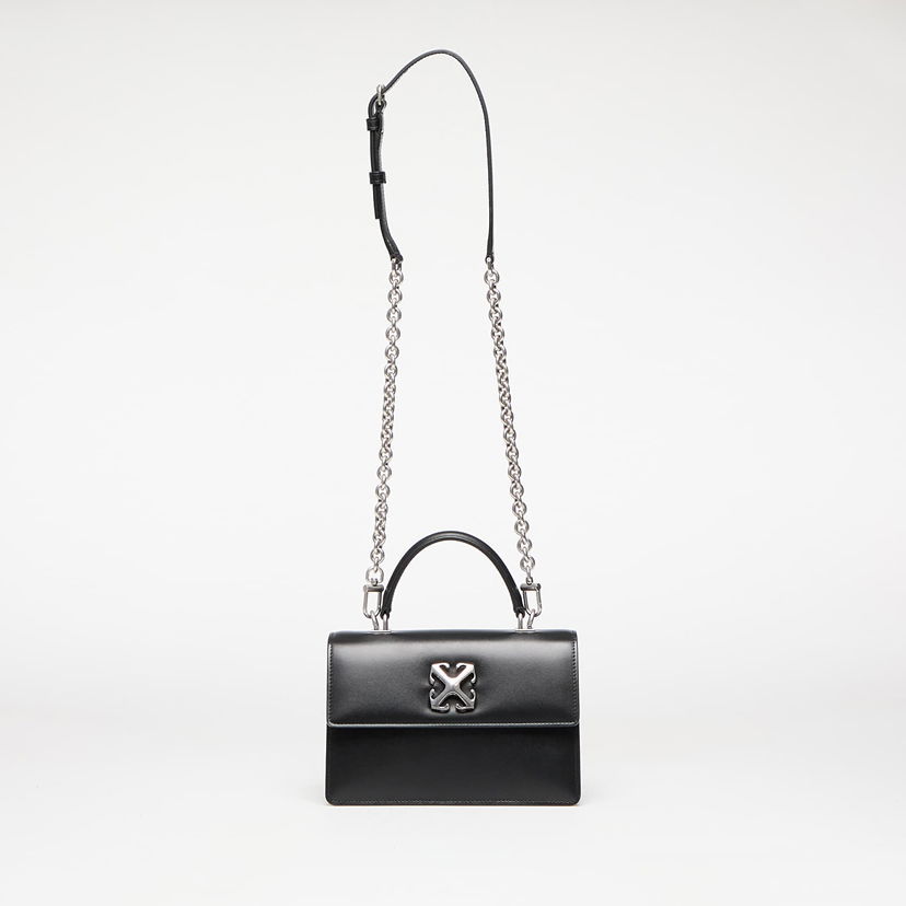 Handväska Off-White Jitney 1.4 Black Leather Top Handle Bag Svart | OWNP050C99LEA0011072