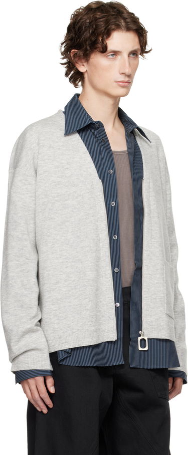 Sweater JW Anderson JW Anderson V-Neck Zip-Up Cardigan Grå | KW1435-YN0443, 1