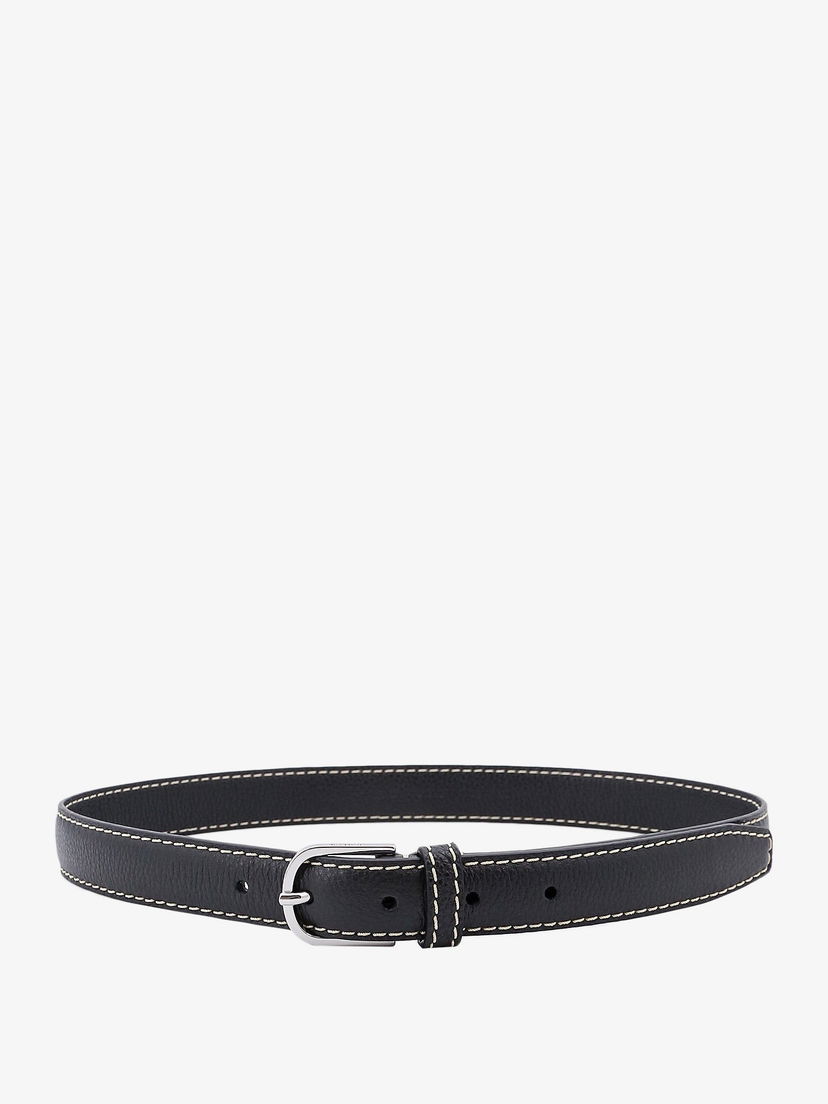 Bälten TOTEME Leather Belt With Contrast Stitching by Svart | 233812613200