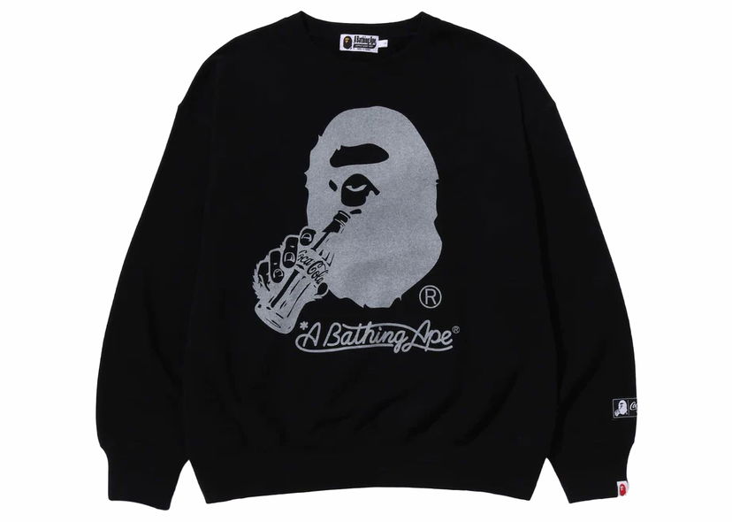 Sweatshirt BAPE BAPE x Coca-Cola Ape Head Crewneck Black Svart | 1J73-113-904