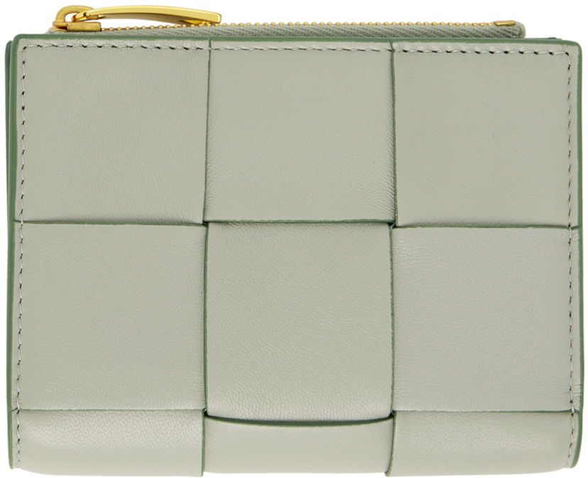 Plånbok Bottega Veneta Small Cassette Bi-Fold Zip Wallet Grön | 742698 V2PN1