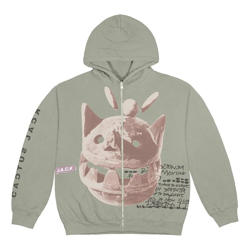 Sweatshirt Cactus Jack by Travis Scott Travis Scott Cactus Jack New Sight Zip-Up Hoodie Grön | CJFN-SS87