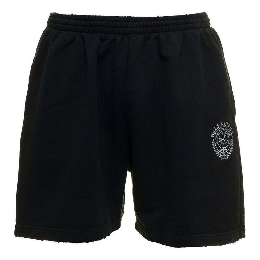 Shorts Balenciaga Logo Brushed Sweat Shorts Svart | 676137TMVA39034