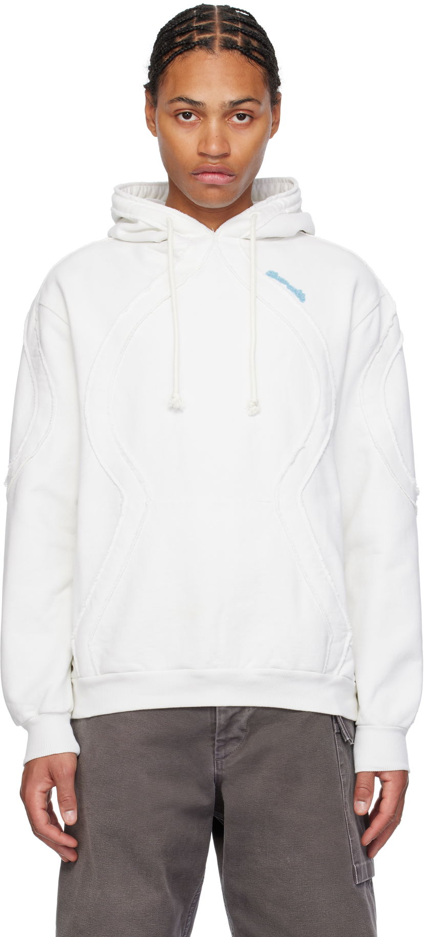 Sweatshirt Bluemarble Drawstring Hoodie Vit | HO12 FL05B24 WHT