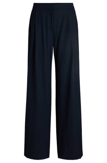 Byxor BOSS Regular-Fit Pleated Trousers Mörkblå | 50530103