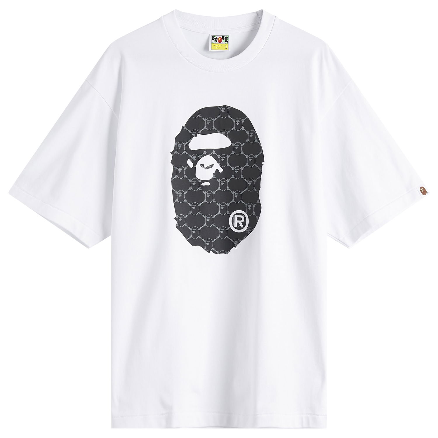 T-shirt BAPE A Bathing Ape Collegeonogram Ape Head Relaxed Fit T-Shirt, Size Large Vit | 001TEL301334M-WHT, 0