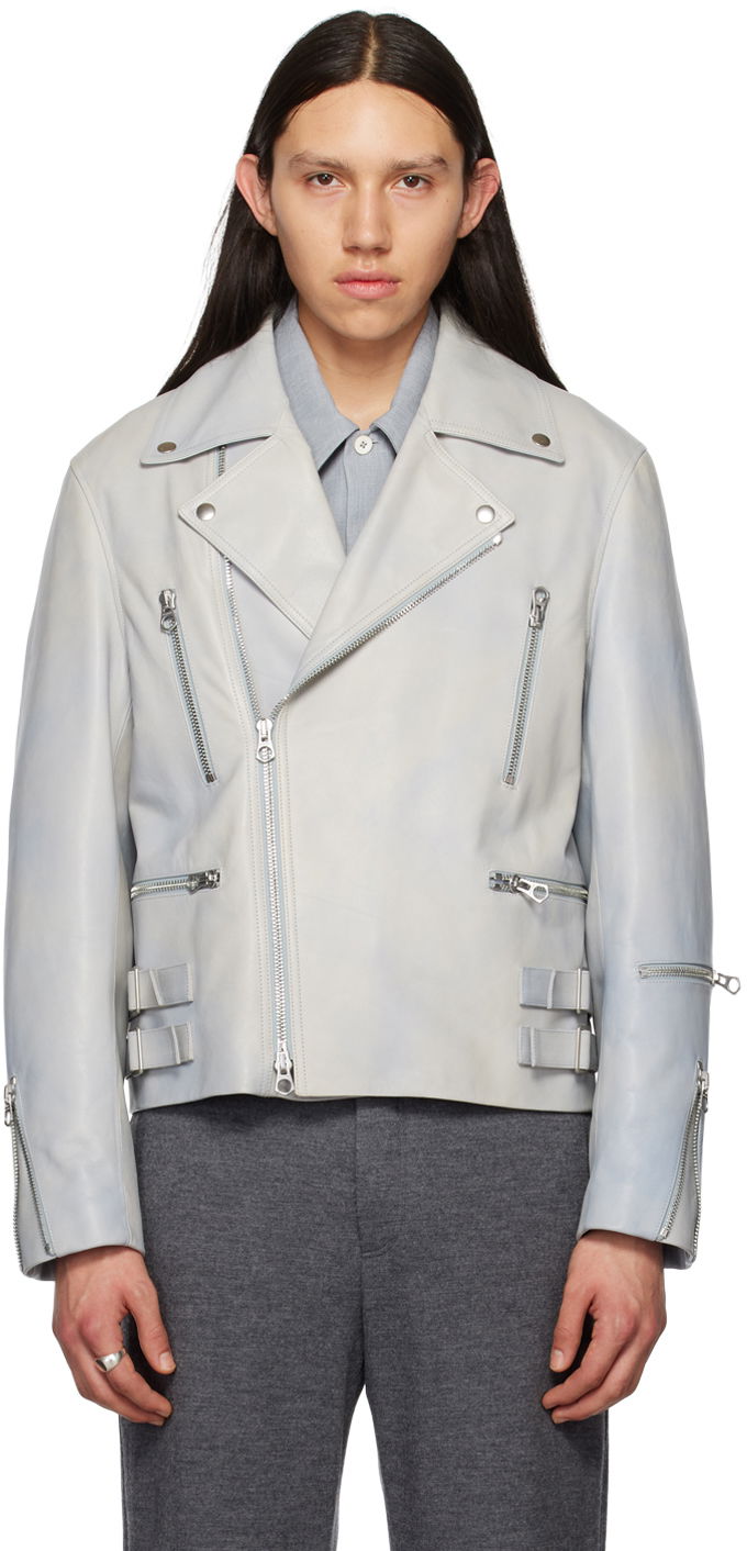 Jacka Jil Sander Jil Sander Eldorado Leather Jacket Grå | J22BN0122_J07036