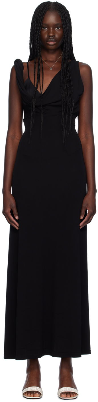 Klä TOTEME Twist Drape Maxi Dress Svart | 243-WRD2970-FB0162