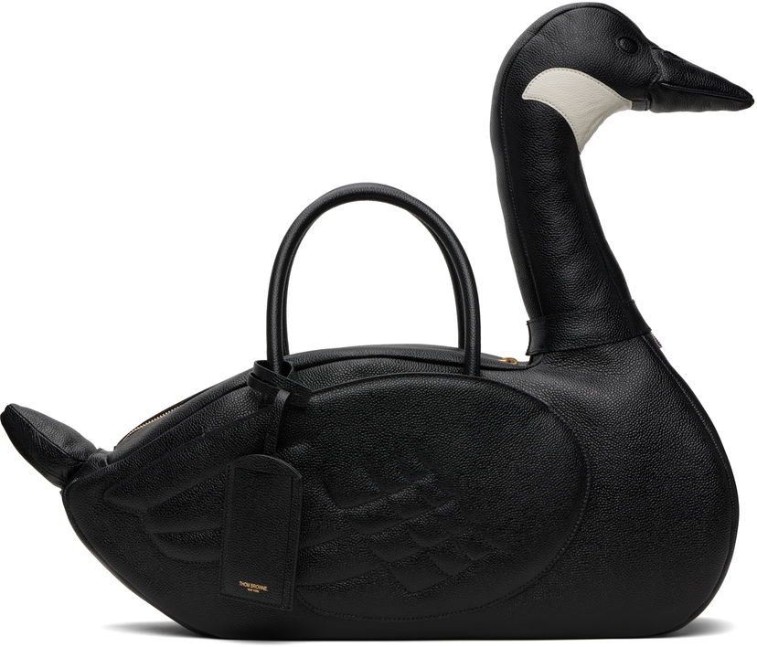 Handväska Thom Browne Thom Browne Pebble Grain Goose Bag Svart | UAG227A-00198