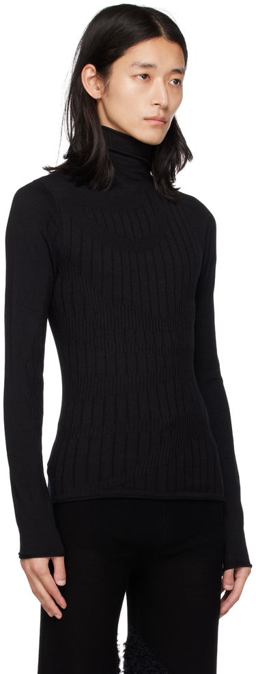T-shirt Dion Lee Fitted Ribbed Turtleneck Top Svart | C7104F22, 1