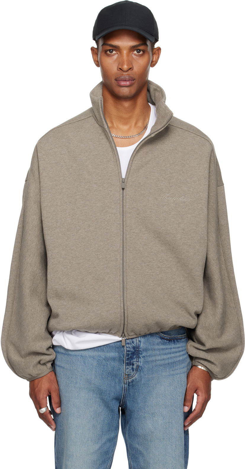 Jacka Fear of God Fear of God ESSENTIALS Modern Fit Fleece Track Jacket Grå | 202SP256893F