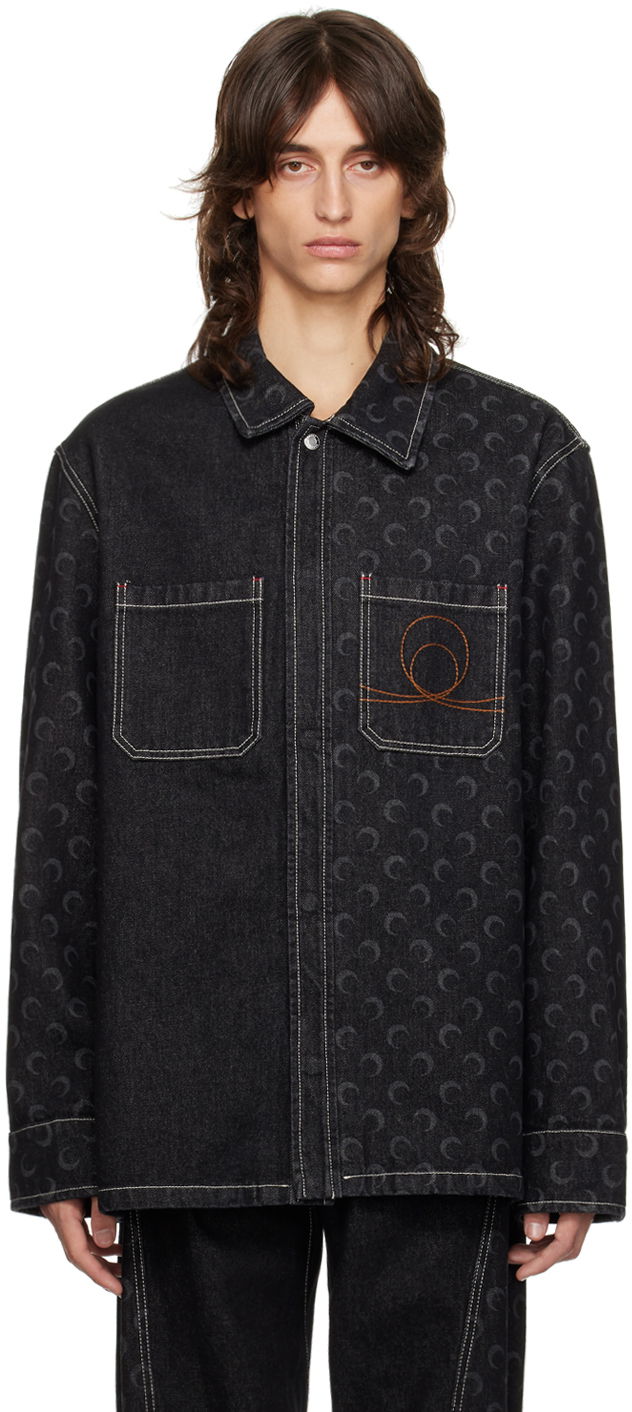 Jacka Marine Serre Moon Laser Denim Jacket Svart | MSI033A RDEN0001