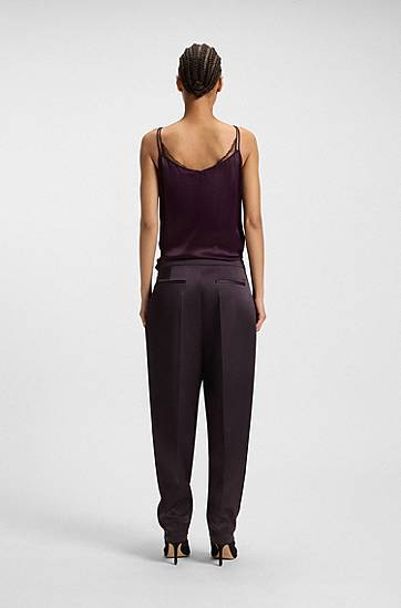 Byxor BOSS Regular-fit Pleated Trousers with Tapered Leg Svart | 50548218, 1