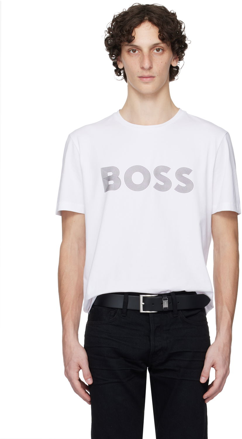 T-shirt BOSS BOSS Printed-Logo T-Shirt Vit | 50543816