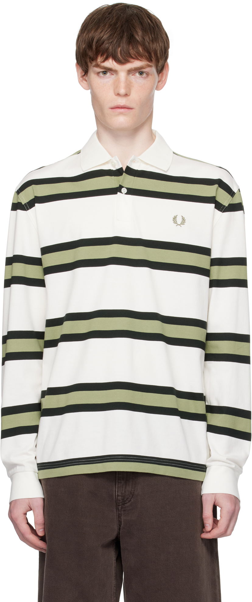Polotröja Fred Perry Fred Perry Striped Jersey Polo Vit | M9849