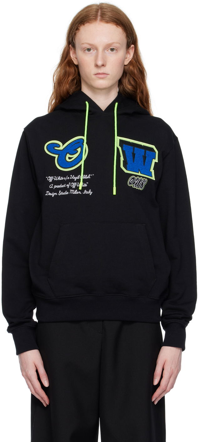 Sweatshirt Off-White Varsity Hammer Hoodie Svart | OMBB097S23FLE0091069
