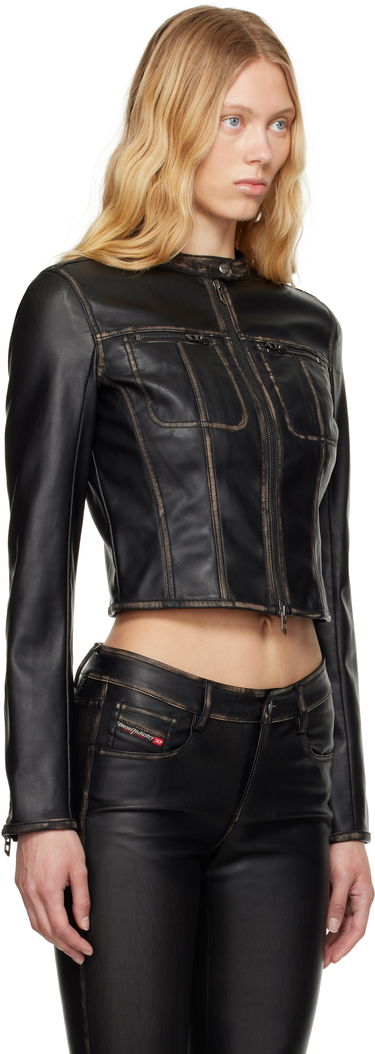 Jacka Diesel G-Lobe Faux-Leather Cropped Jacket Svart | A16660 0IKAR, 1