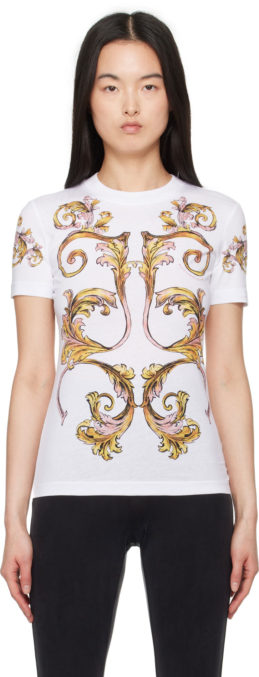 T-shirt Versace Versace Jeans Couture Outline Barocco T-Shirt Vit | E78HAH6P8_EJS472