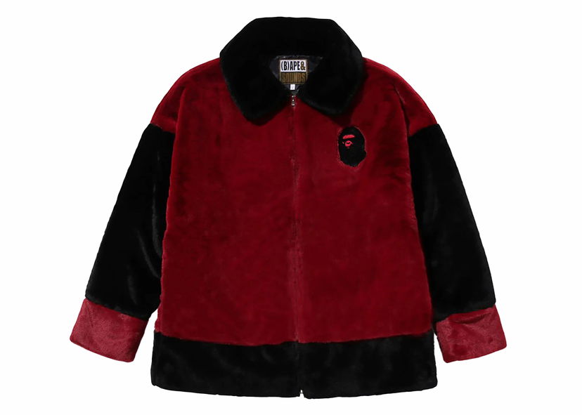 Jacka BAPE BAPE (B)Ape Faux Fur Jacket Burgundy Bourgogne | 1J80-140-004