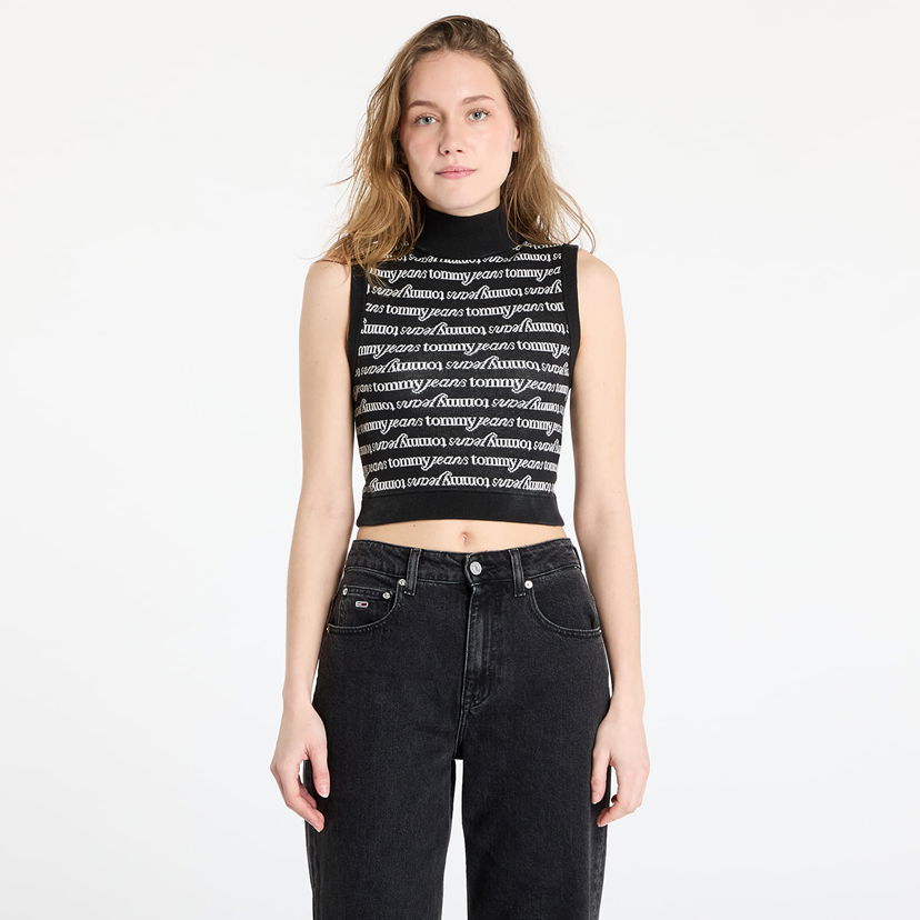 Linne Tommy Hilfiger Tommy Jeans Crop Script Vest Svart | DW0DW19346 0GM