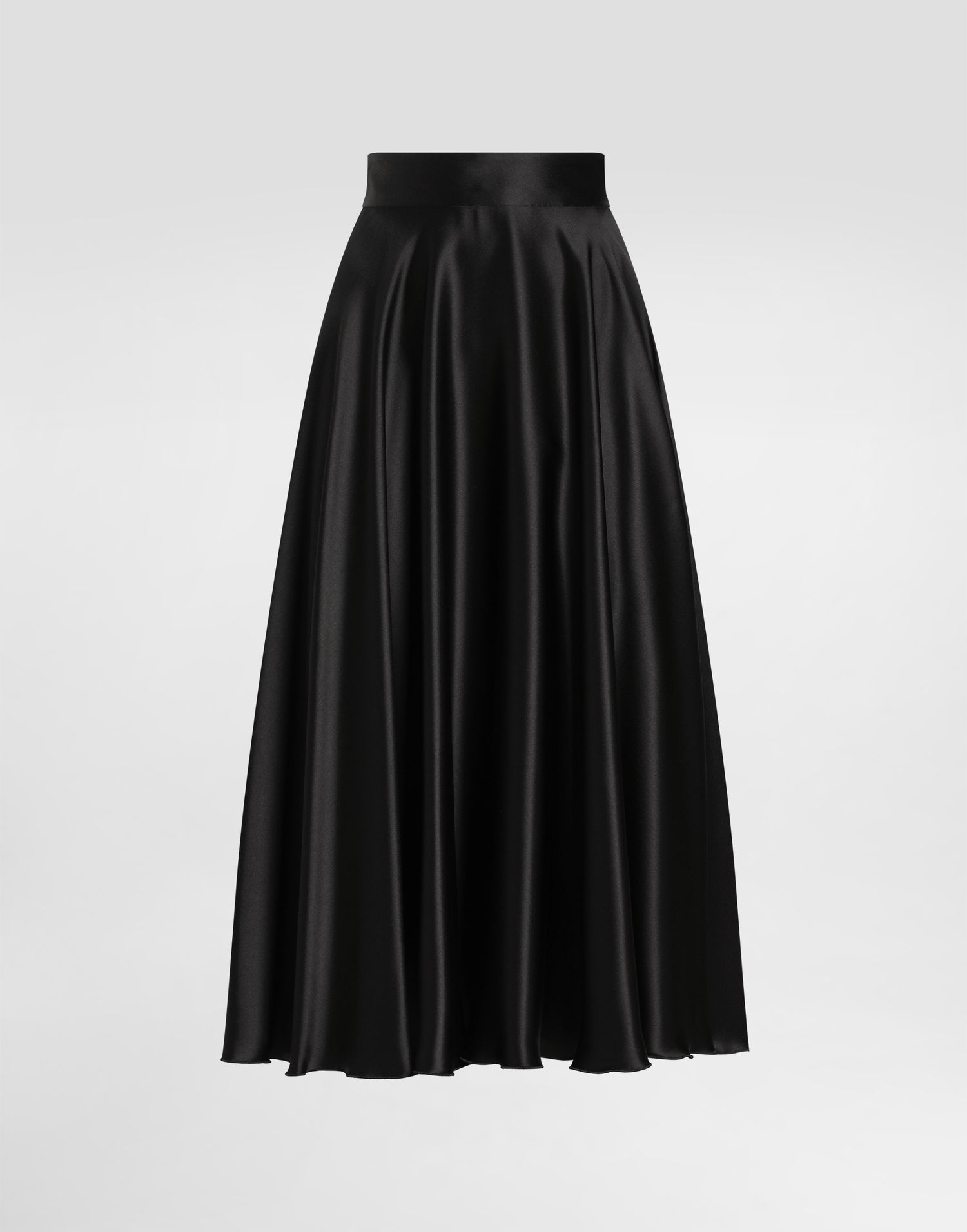 Kjol Dolce & Gabbana Dolce & Gabbana Calf-Length Silk Satin Circle Skirt Svart | F4CSOTFU1NUN0000, 0