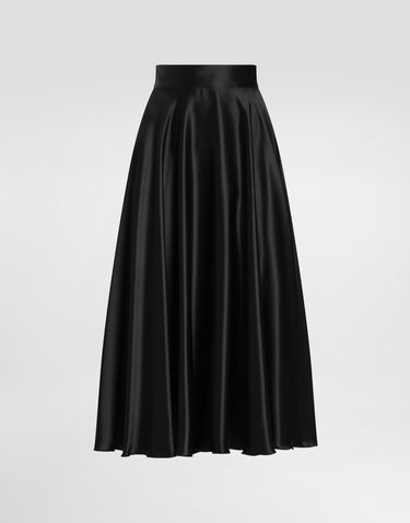 Kjol Dolce & Gabbana Dolce & Gabbana Calf-Length Silk Satin Circle Skirt Svart | F4CSOTFU1NUN0000, 0