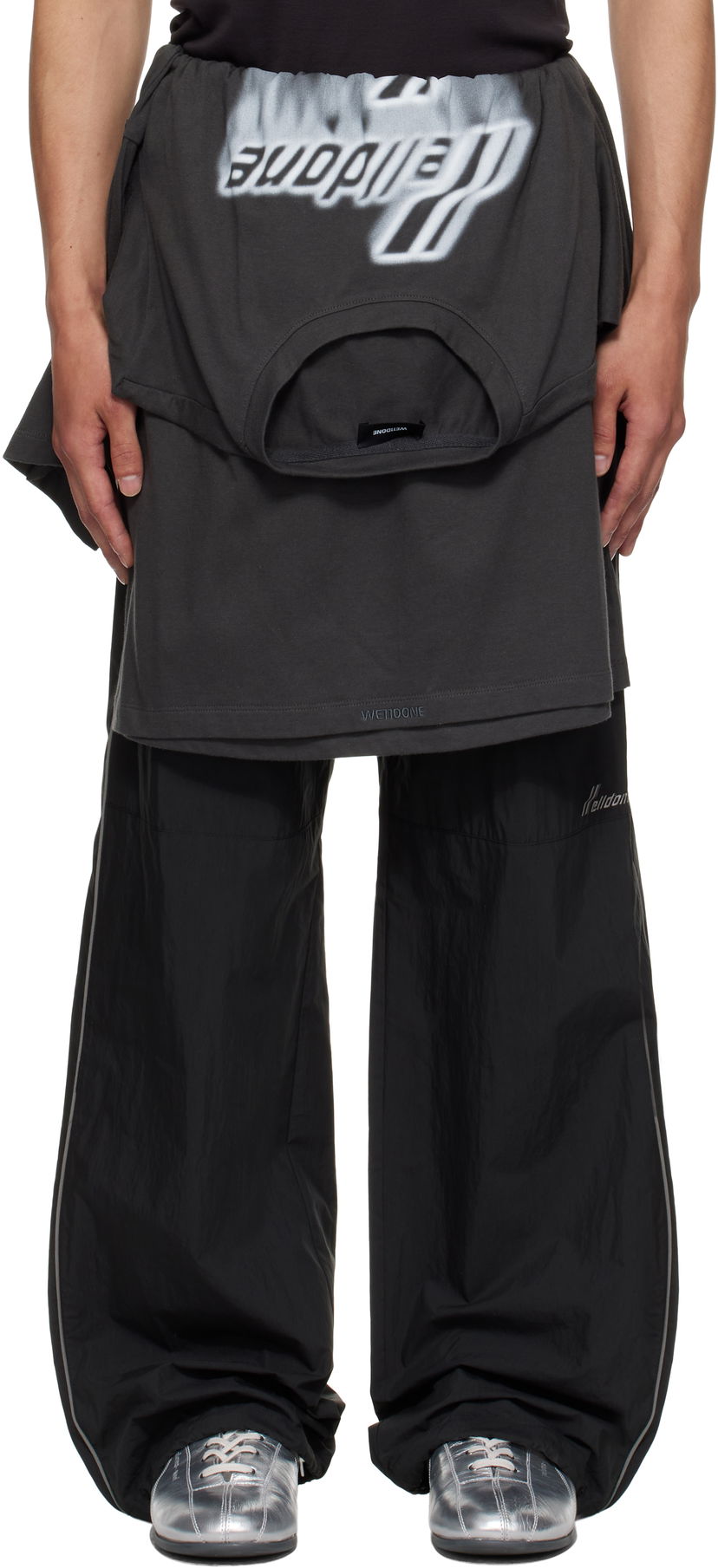 Byxor We11done We11done Layered Track Pants Svart | WD-PT2-25-250-U-BK