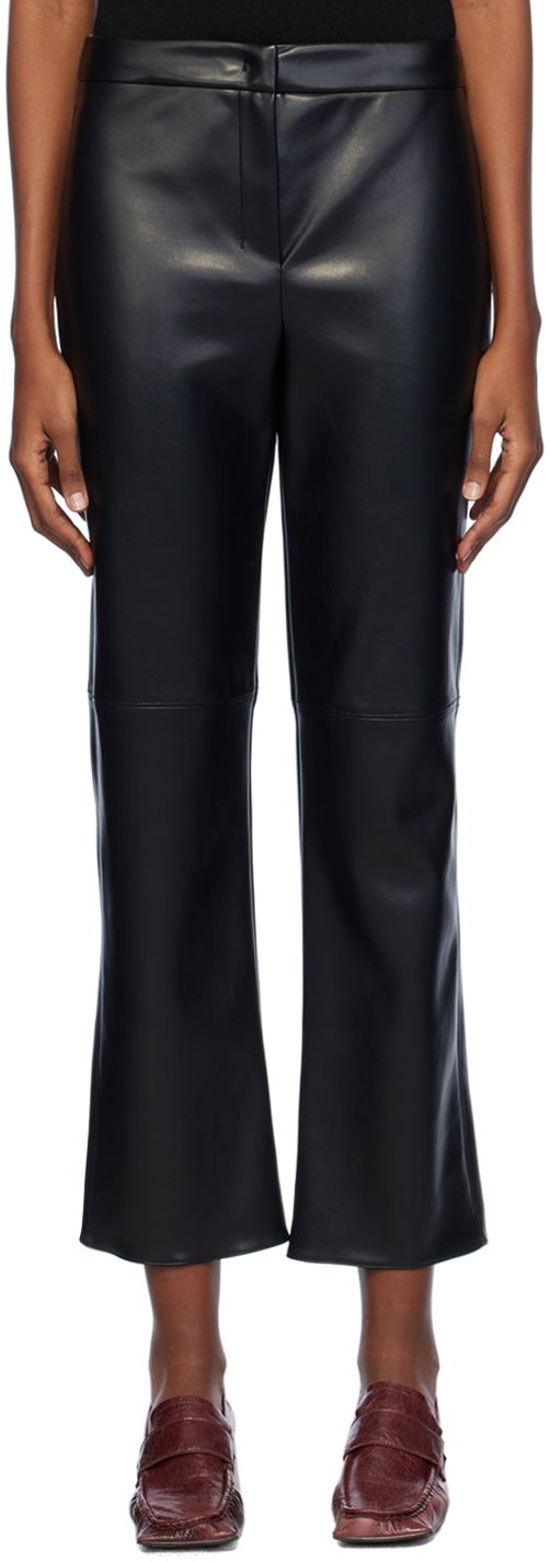 Byxor Max Mara Max Mara Sublime Faux-Leather Cropped Flare Trousers Svart | 2419781011600 MM13037