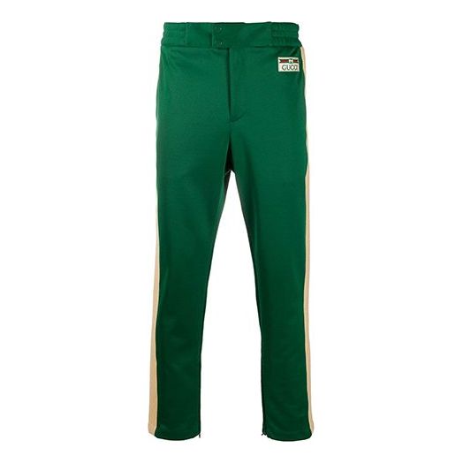 Träningsbyxor Gucci Technical Jersey Joggers With Side Stripe Grön | 625306-XJCNI-3129