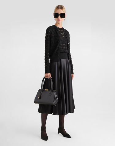 Kjol Dolce & Gabbana Dolce & Gabbana Calf-Length Silk Satin Circle Skirt Svart | F4CSOTFU1NUN0000, 1