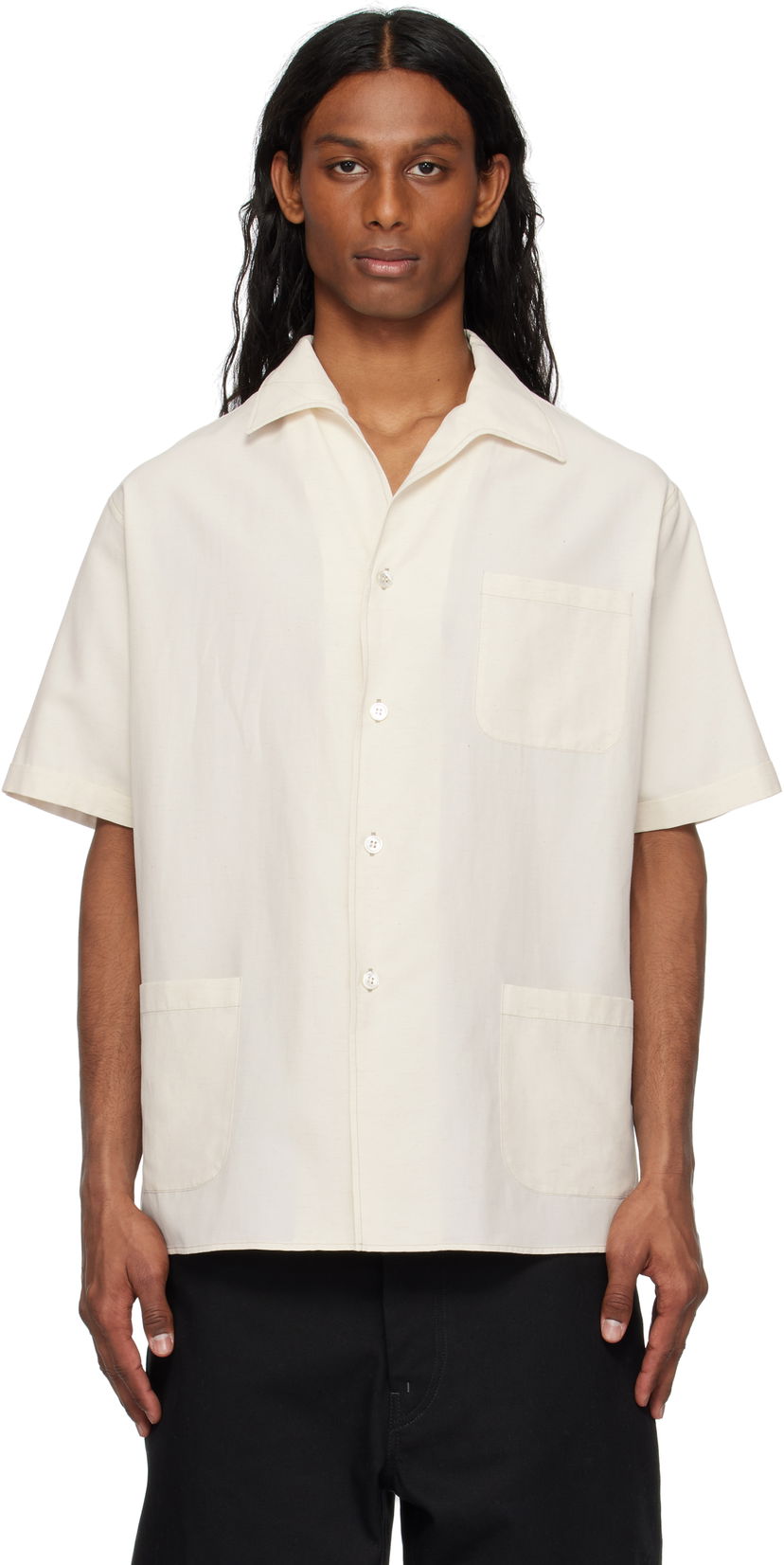Skjorta Maison Margiela Maison Margiela Open Spread Collar Shirt Vit | S50DR0009 M35267