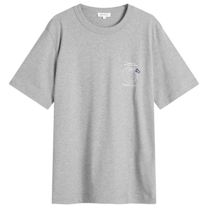 T-shirt NORSE PROJECTS Norse Projects Holger Globe Print T-Shirt, Size Large Grå | N01-0682-1500