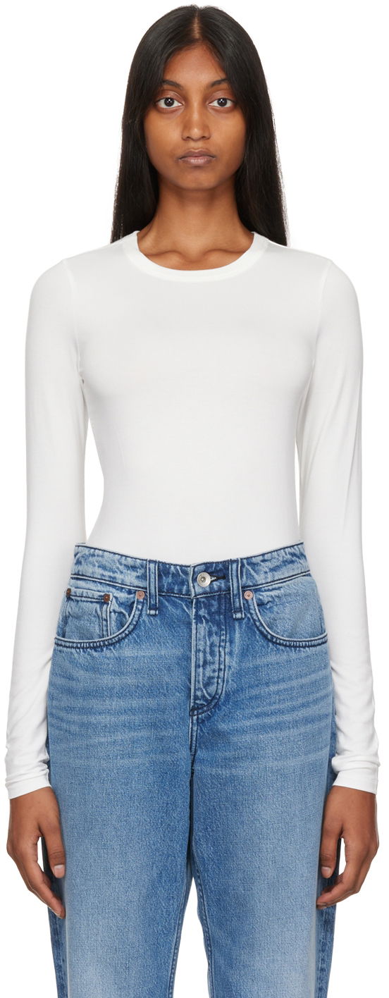 T-shirt rag & bone Luca Long Sleeve T-Shirt Vit | WAC22FT030NH30