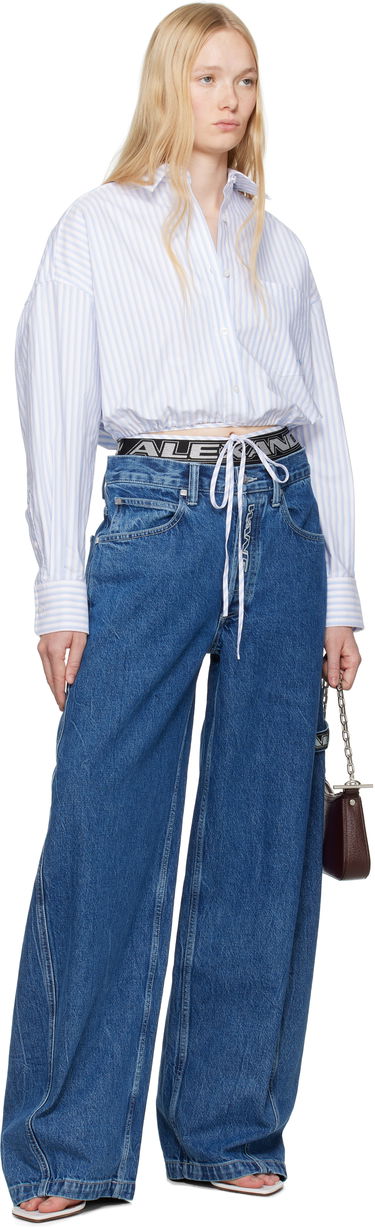 Skjorta Alexander Wang Alexander Wang.t Oxford Wrap Cropped Shirt Blå | 4WC2251000, 3