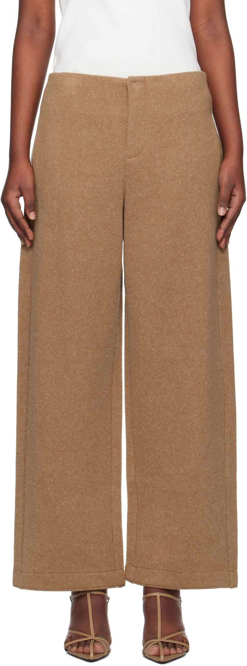 Byxor Max Mara Max Mara Arca Wide-Leg Wool Trousers Brun | 2511781088600