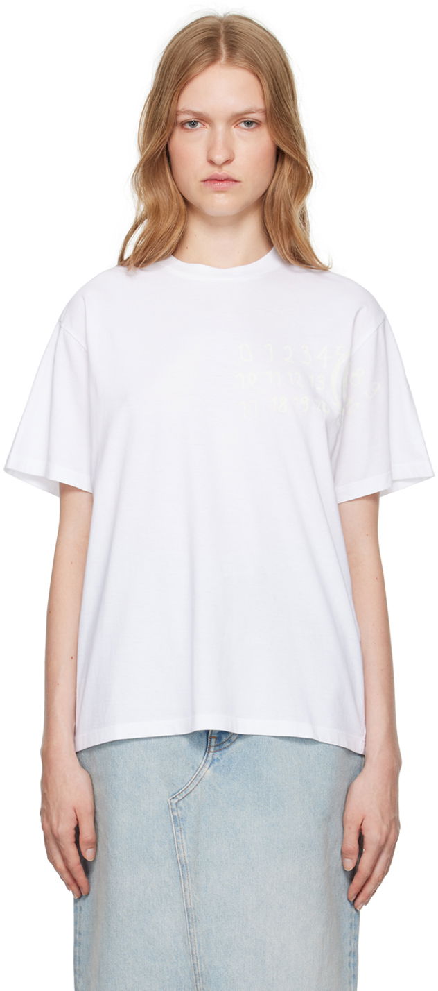 T-shirt Maison Margiela Numeric Dropped-Shoulder T-shirt Vit | S62GD0192 S23588