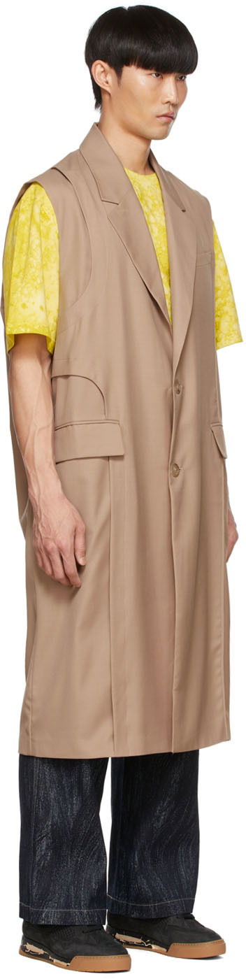 Väst Feng Chen Wang Feng Chen Wang Polyester Sleeveless Coat Beige | FMS13VS07, 1