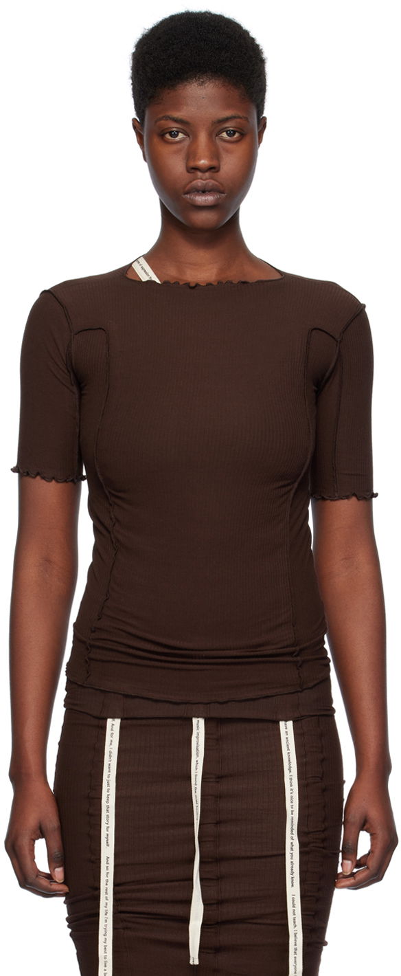 T-shirt Baserange Omato Brown Fitted T-Shirt Brun | TTO3-RB-SP24