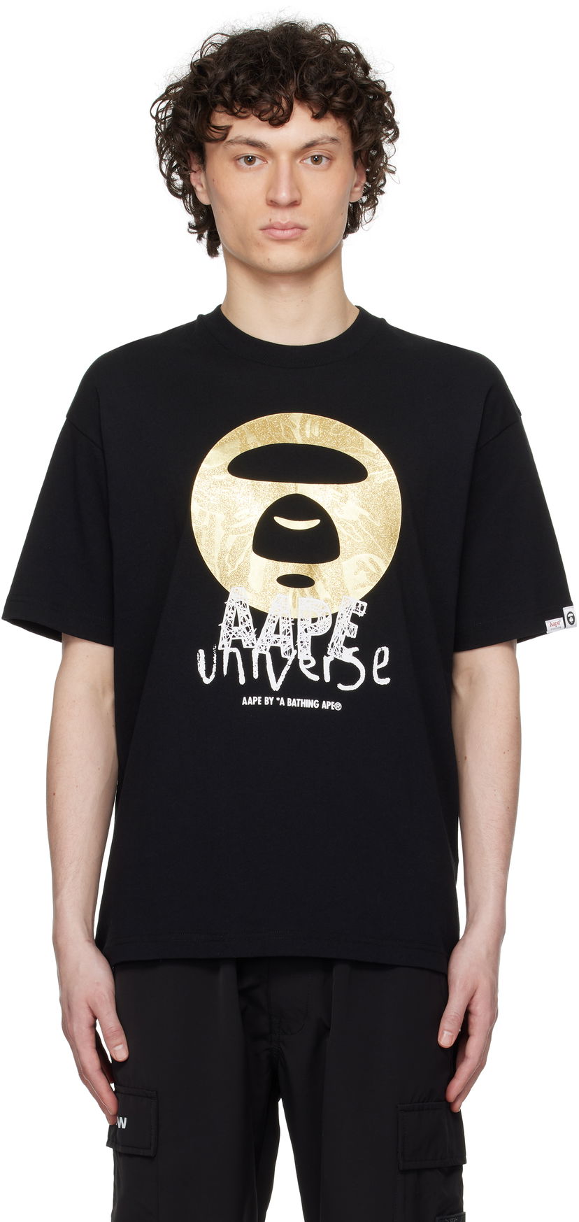 T-shirt AAPE by A Bathing Ape AAPE by A Bathing Ape Universe Logo T-Shirt Svart | AAPTEM1648XXNBKX